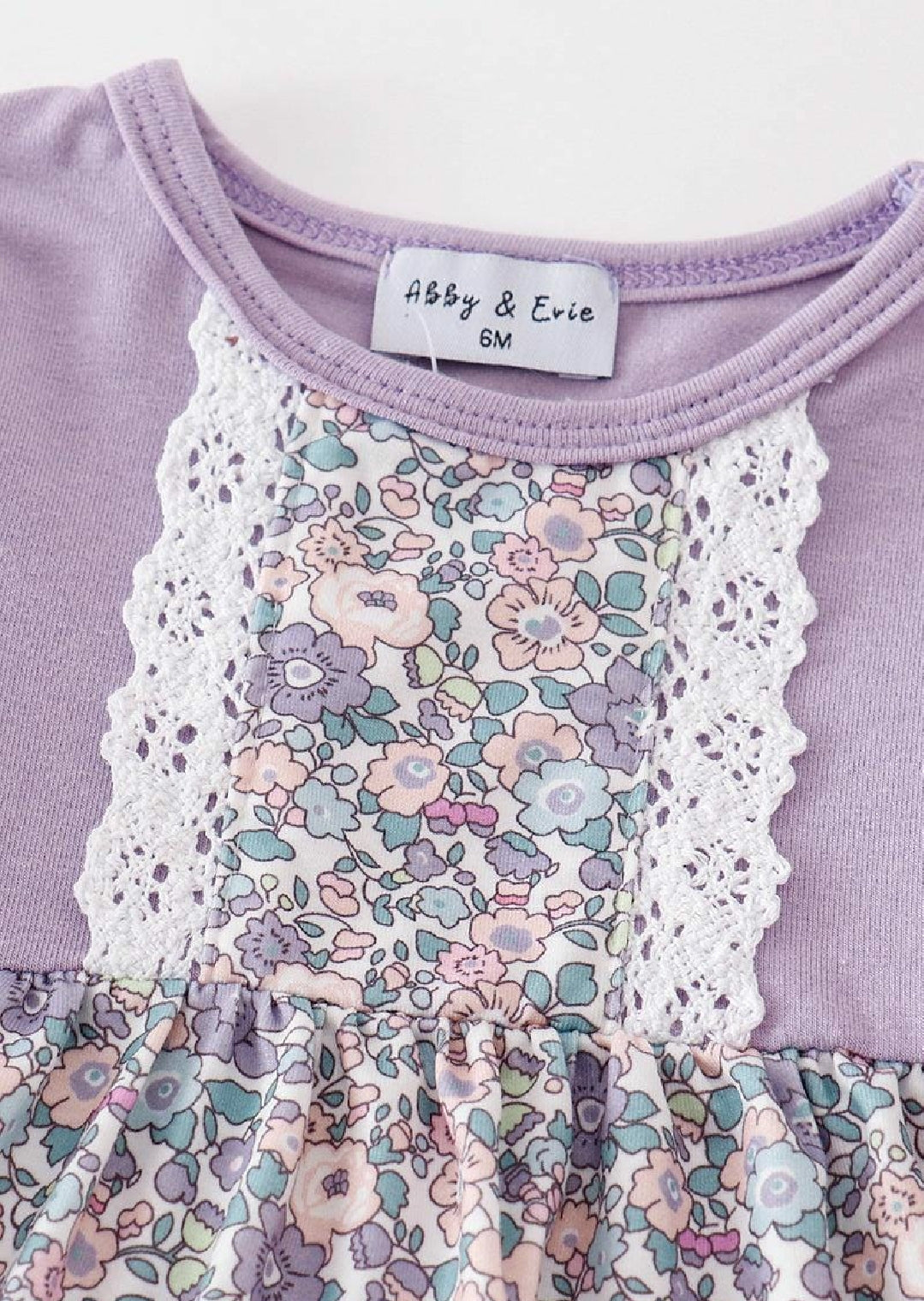 Girl's Boutique Purple Floral Print Lace Lilac Lavender Bloomer Set Outfit Matching Sibling
