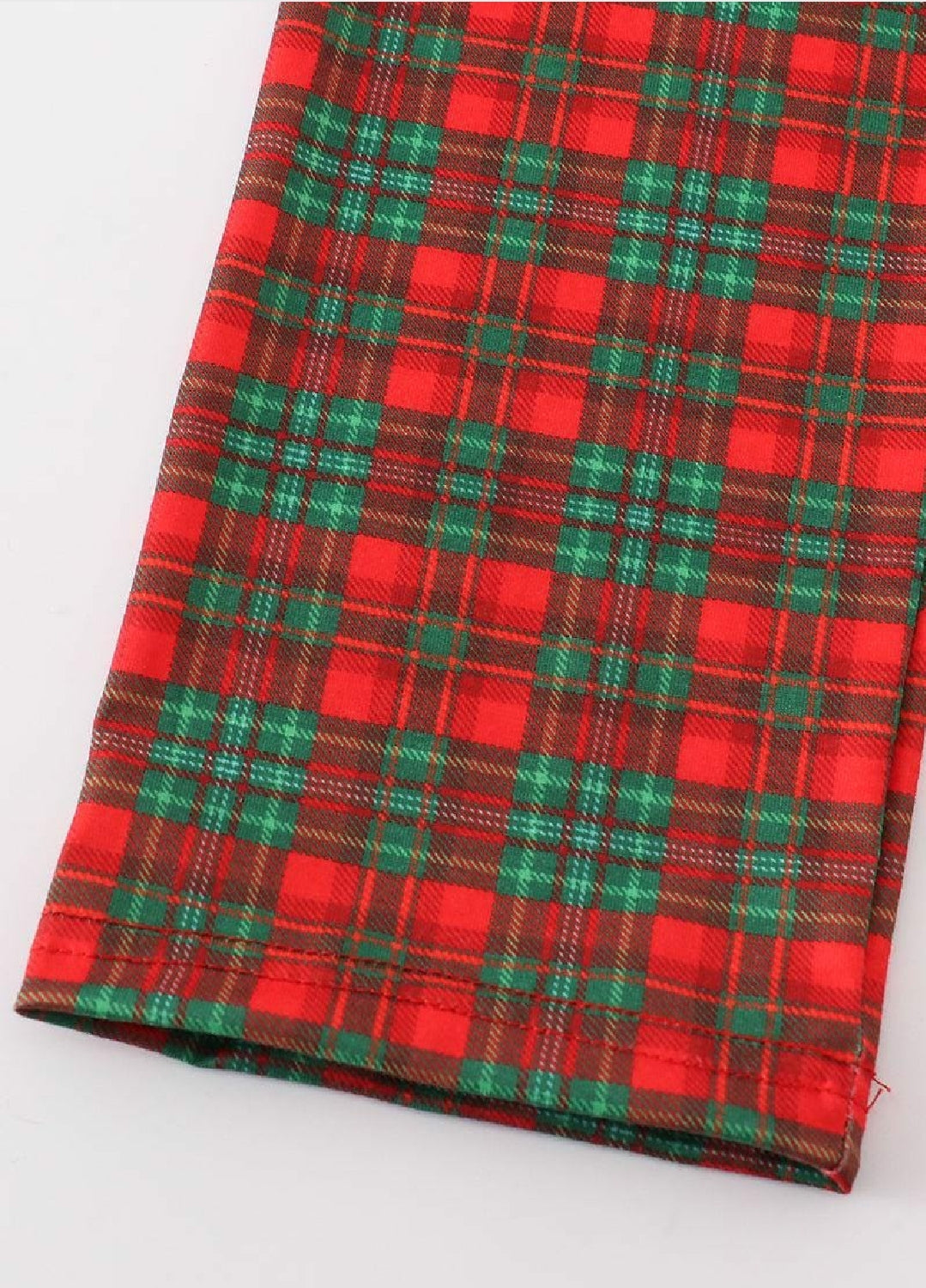 Boy's Boutique Christmas Green And Red Plaid Embroidery Embroidered Two Piece Pant Set Outfit Matching Sibling