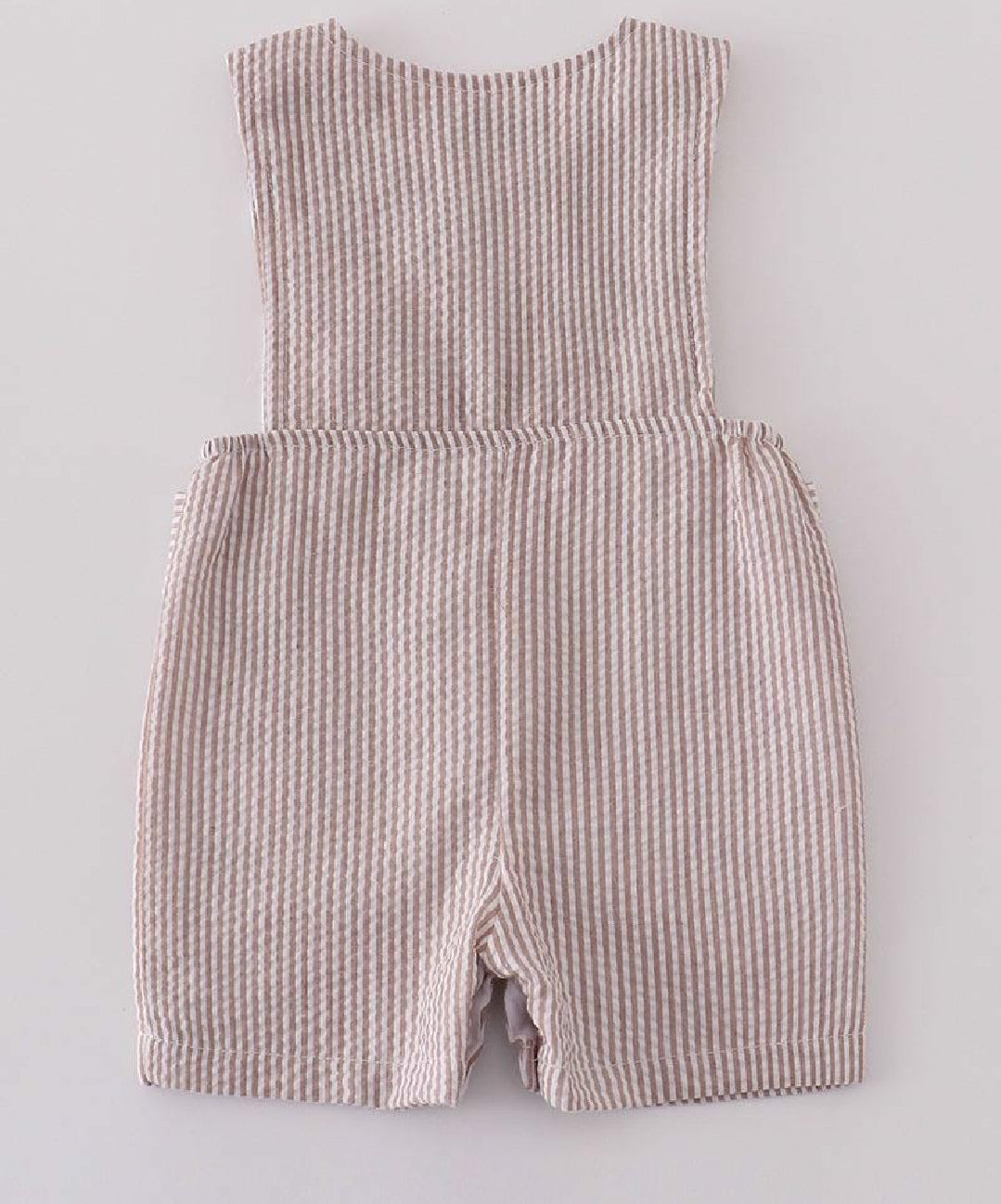 Boy's Boutique Premium White Stripe Easter Cross Brown Embroidered Bubble Romper Outfit Matching Sibling