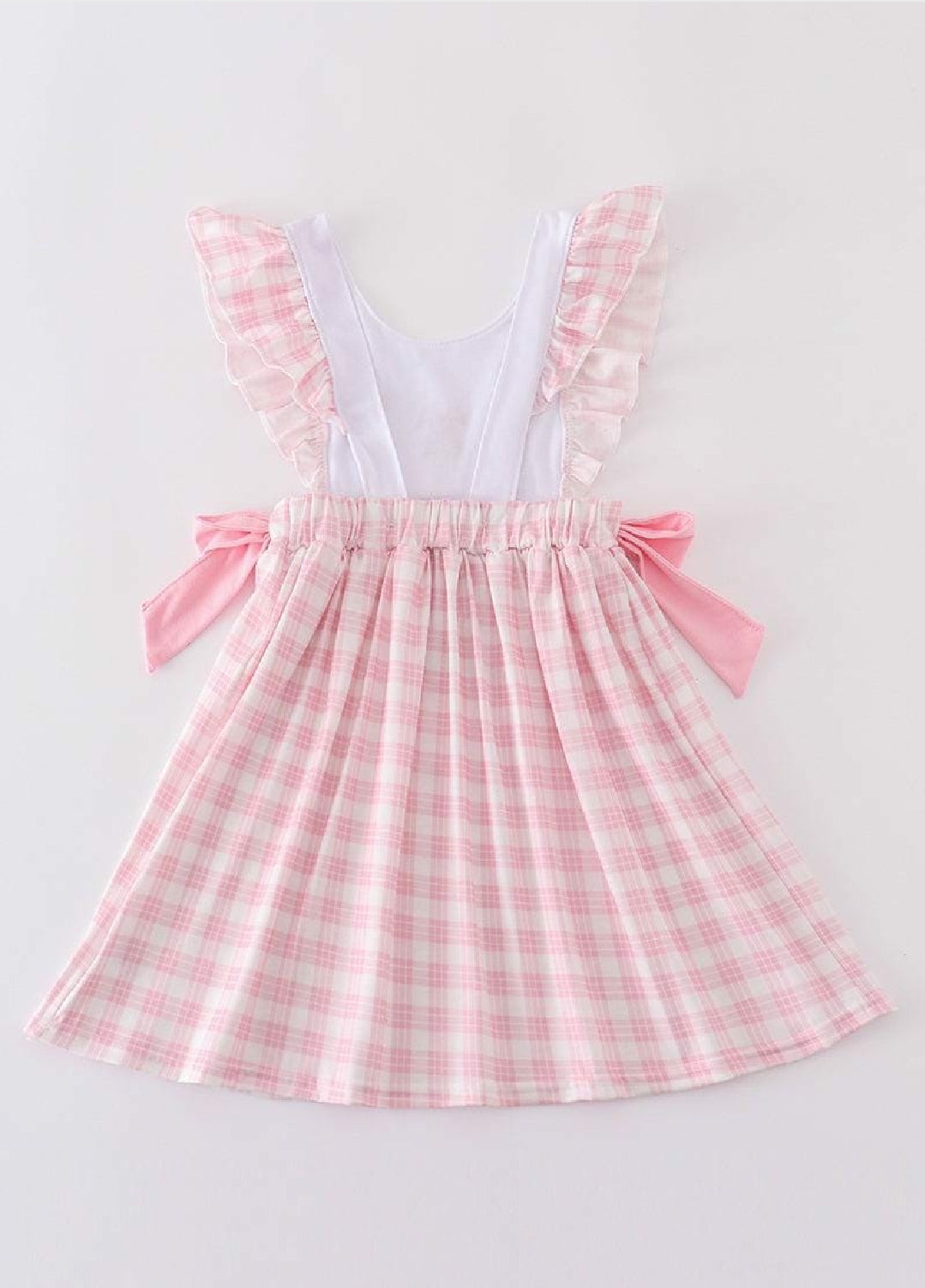 Girl's Boutique Pink Easter Bunny Bow Girl Embroidered Embroidery Dress Matching Sibling