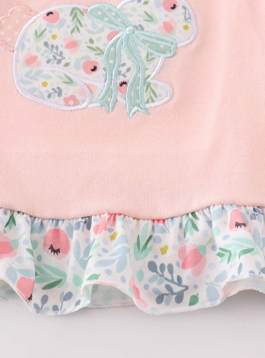 Girl's Boutique Pink Easter Bunny Floral Applique Embroidered Embroidery Bloomer Set Matching Sibling