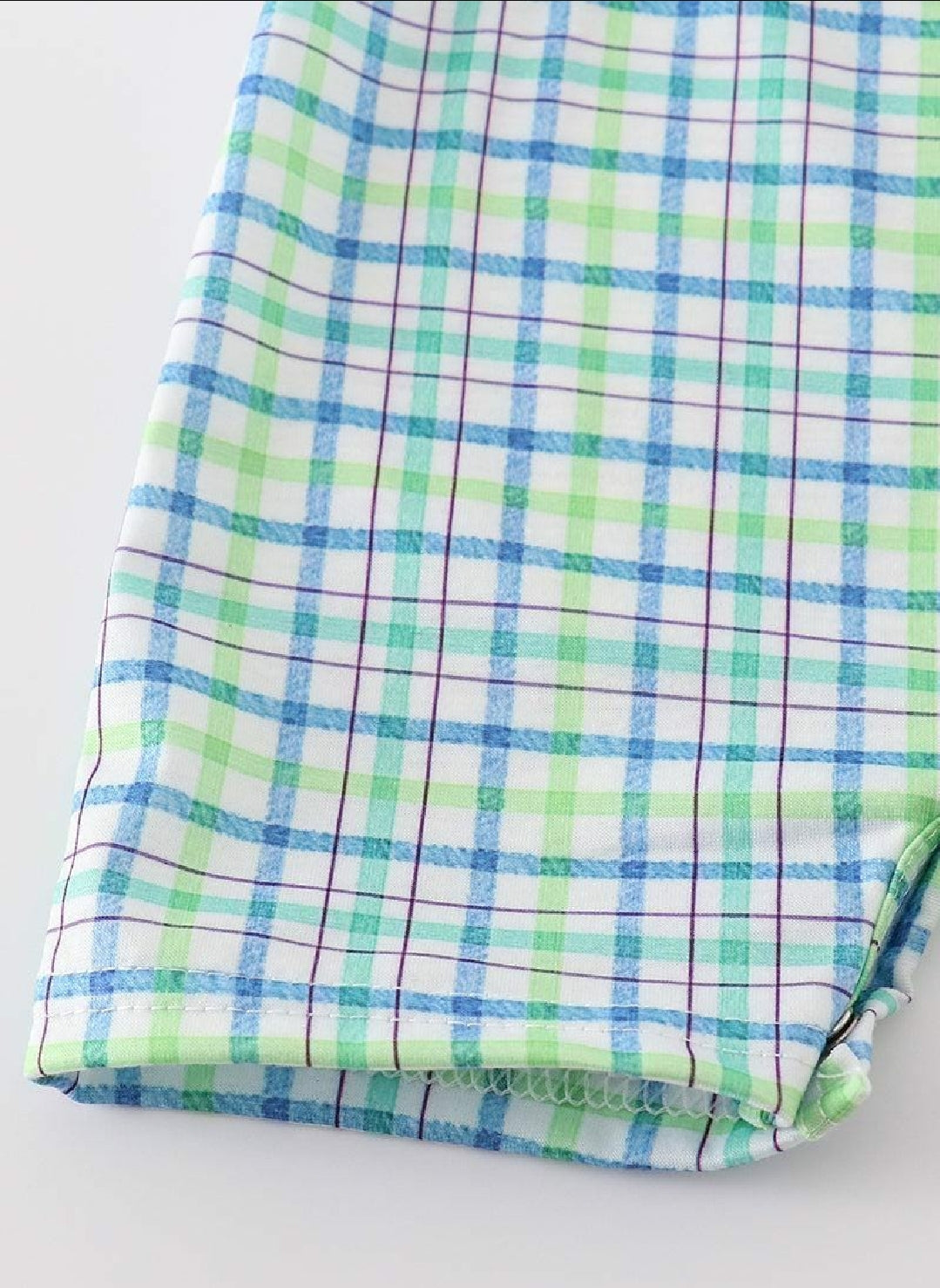 Boy's Boutique Blue Airplane Plaid JonJon Romper Sibling Matching Summer Plaid Embroidered Embroidery