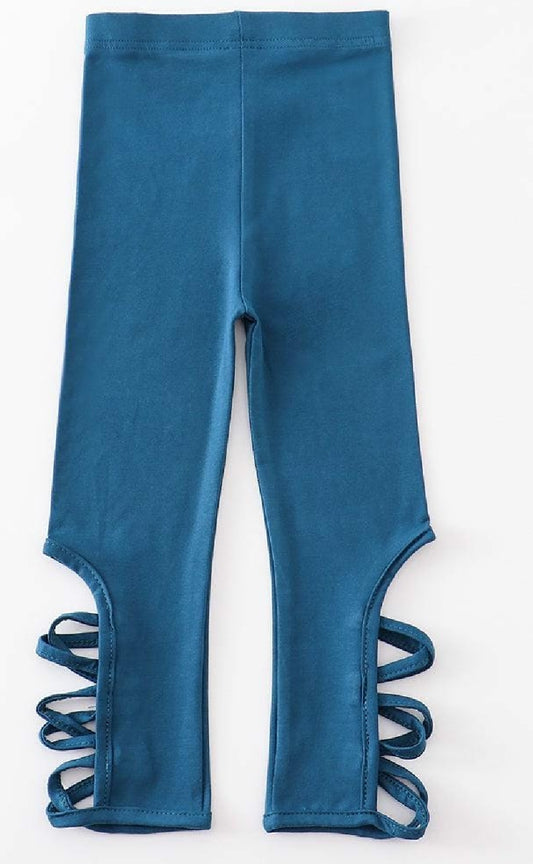Girl's Boutique Blue Hollow Out Leggings