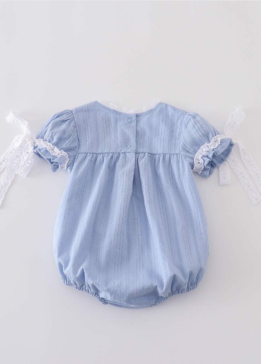 Girl's Boutique Premium Blue Easter Cross Girl Embroidered Embroidery Romper Matching Sibling