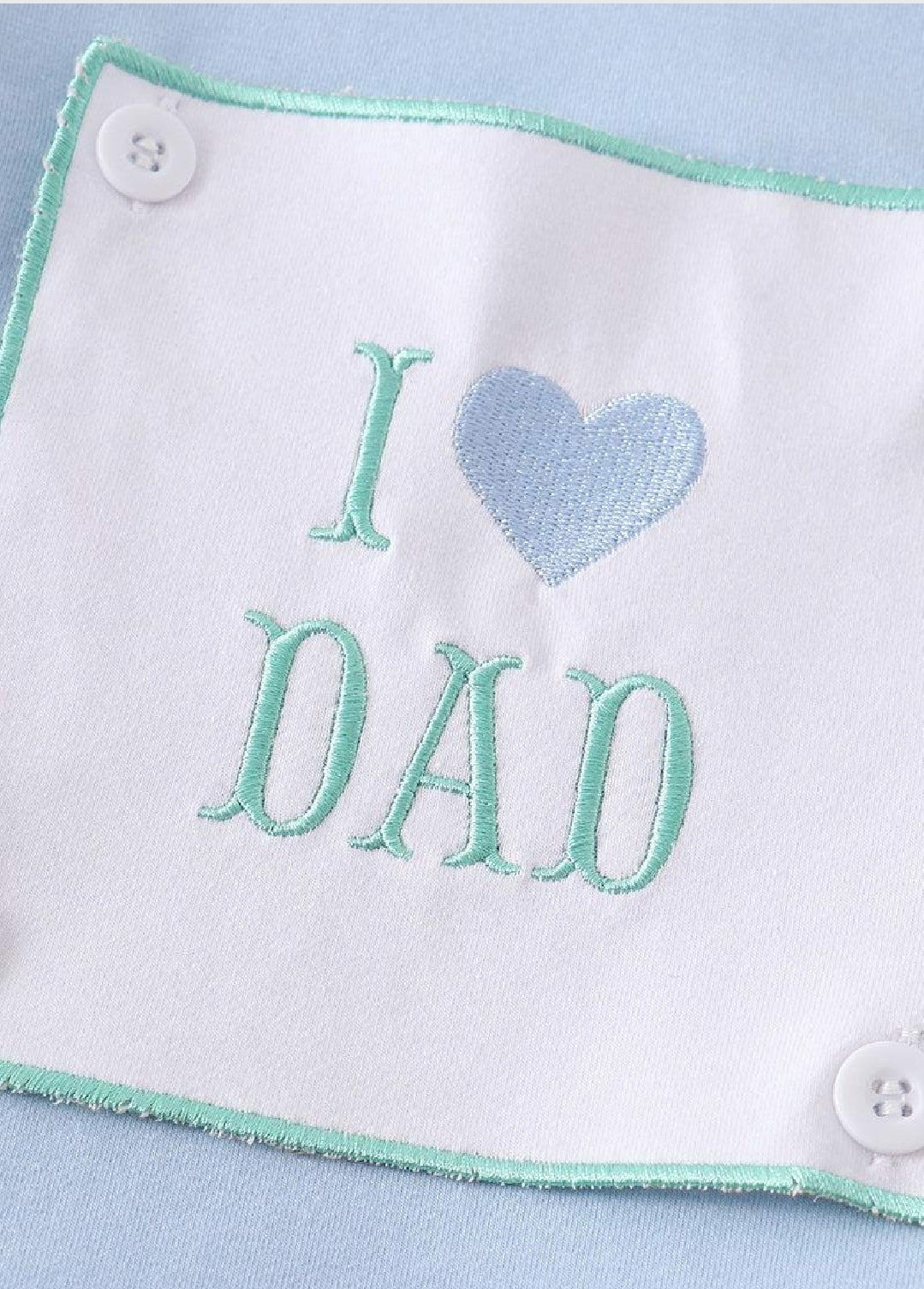 Boy's Boutique Blue I Love Dad Father's Day Applique Embroidered Embroidery Two Piece Short Set Outfit Matching Sibling