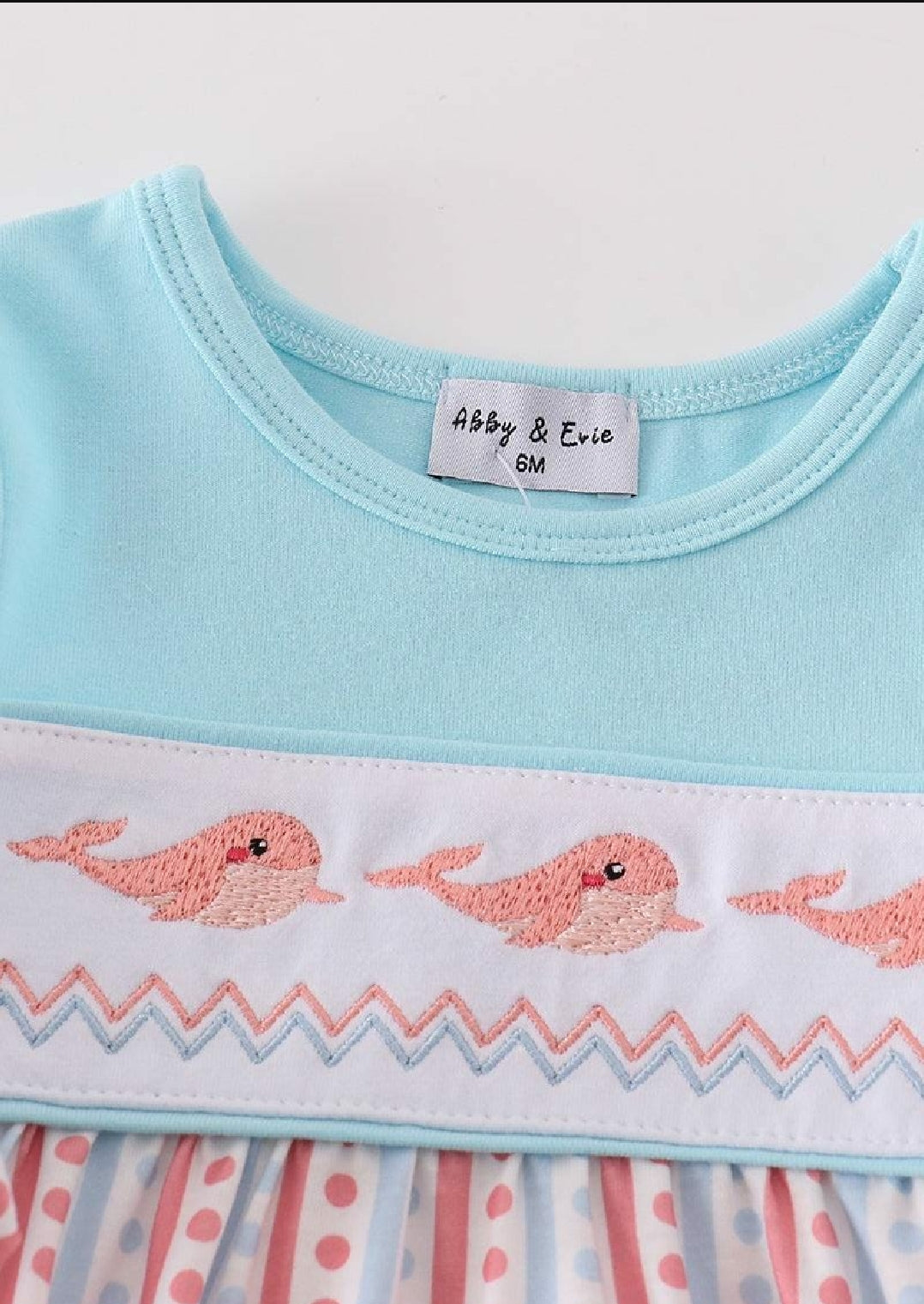 Girl's Blue Whale Embroidered Embroidery Bubble Romper Summer Vacation Sibling Matching