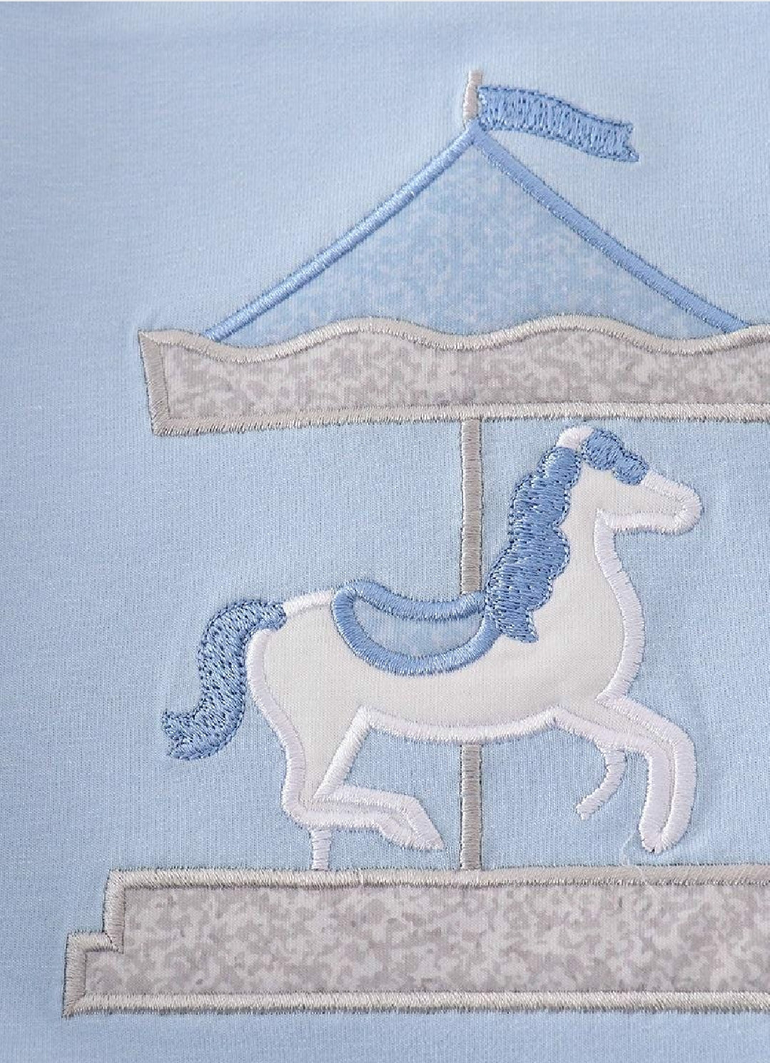 Boy's Boutique Blue Carousel Applique Boy Bubble Romper Sibling Matching Summer