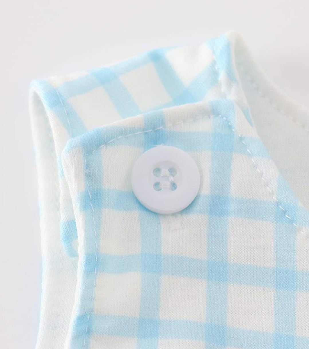 Boy's Boutique Blue Easter Cross Lamb Embroidered Embroidery Romper Outfit Matching Sibling