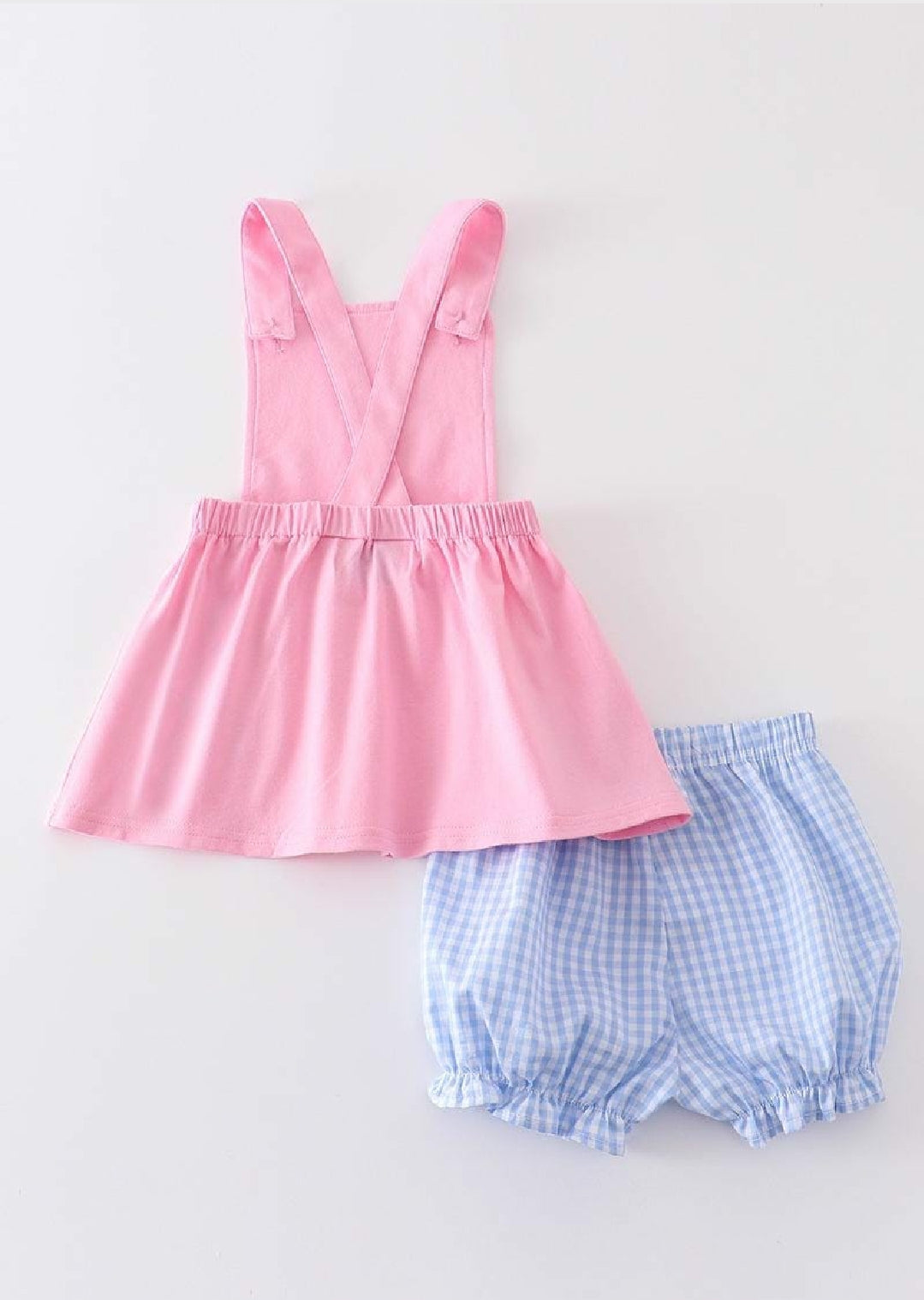 Girl's Boutique Premium Pink Easter Basket Puppy Girl Embroidered Embroidery Two Piece Bloomer Set Outfit Matching Sibling