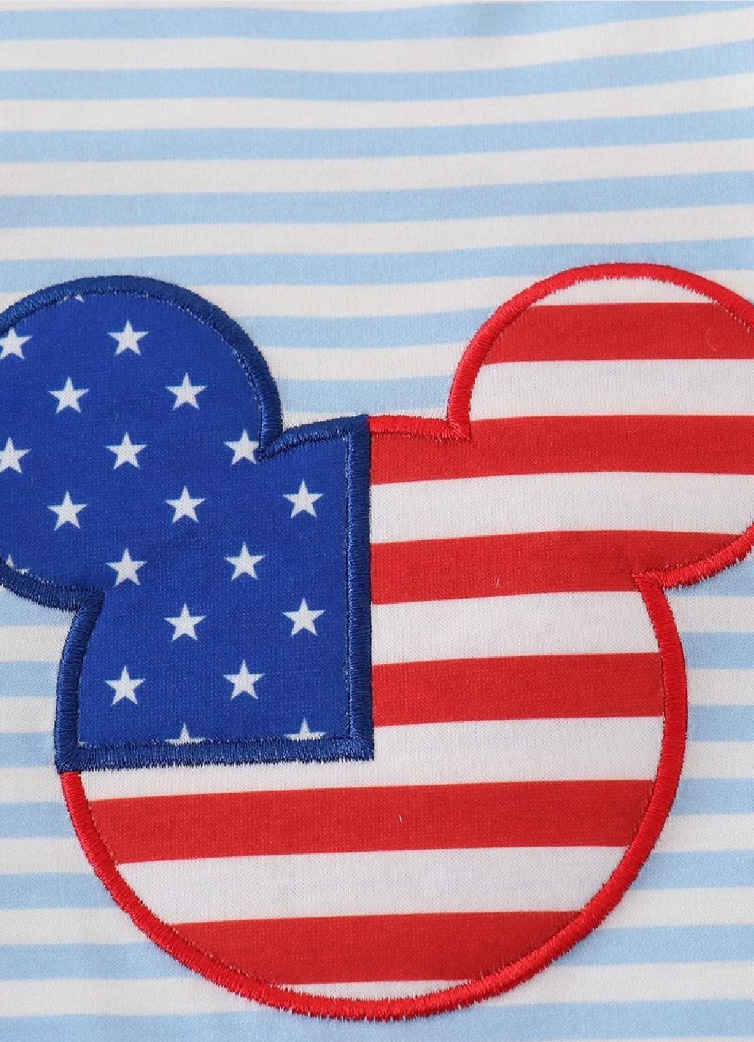 Boy's Boutique Patriotic Mouse Character Flag Red And Blue Romper 4th of July Sibling Matching