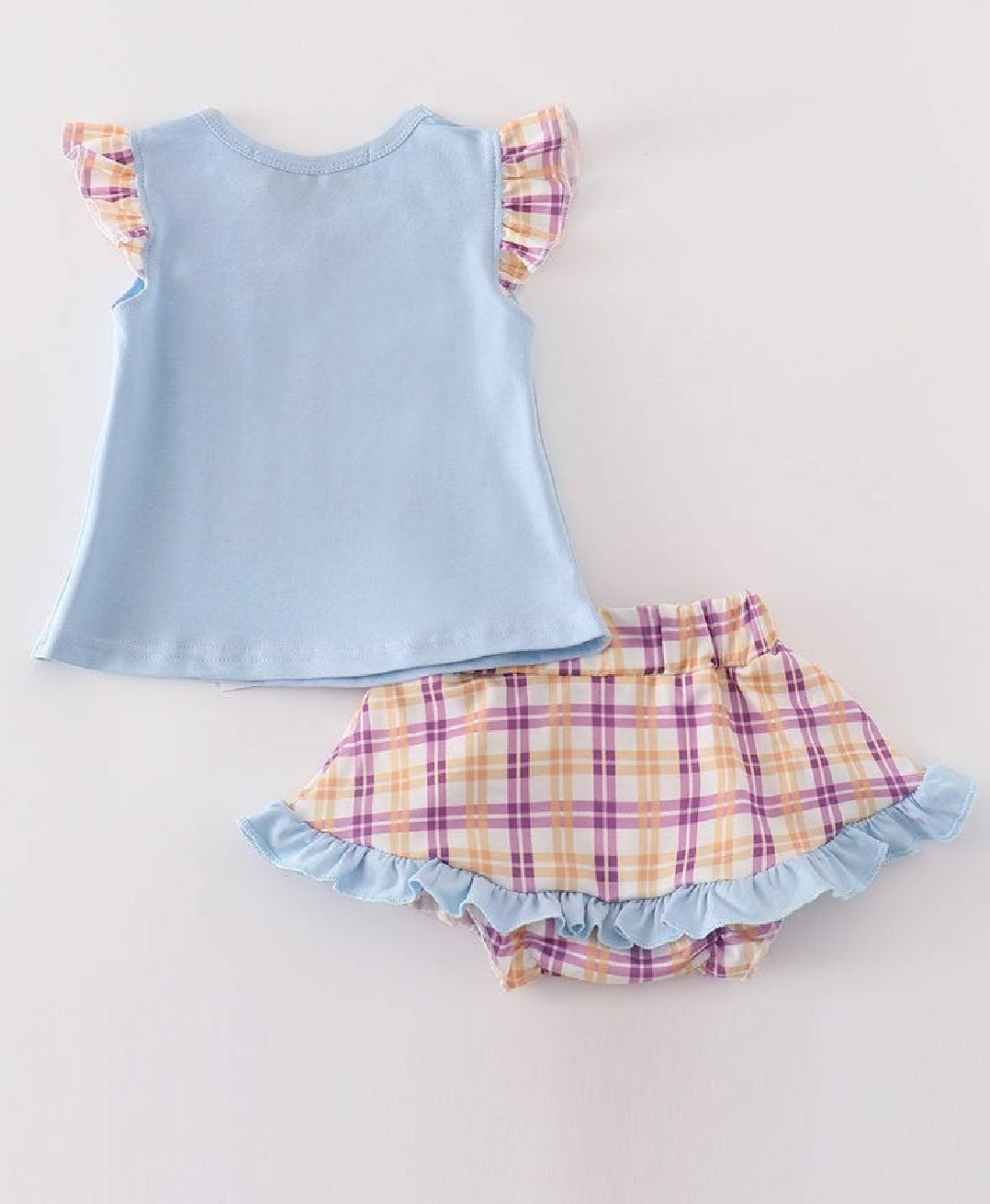 Girl's Boutique Blue Halloween Witch Dog Embroidered Embroidery Bloomer Girl Set Matching Sibling