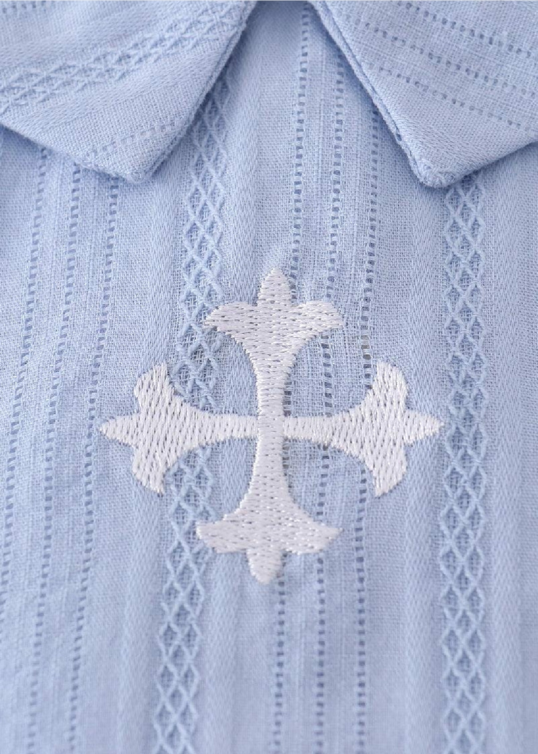 Boy's Boutique Premium Blue Easter Cross Embroidered Embroidery Romper Outfit Matching Sibling