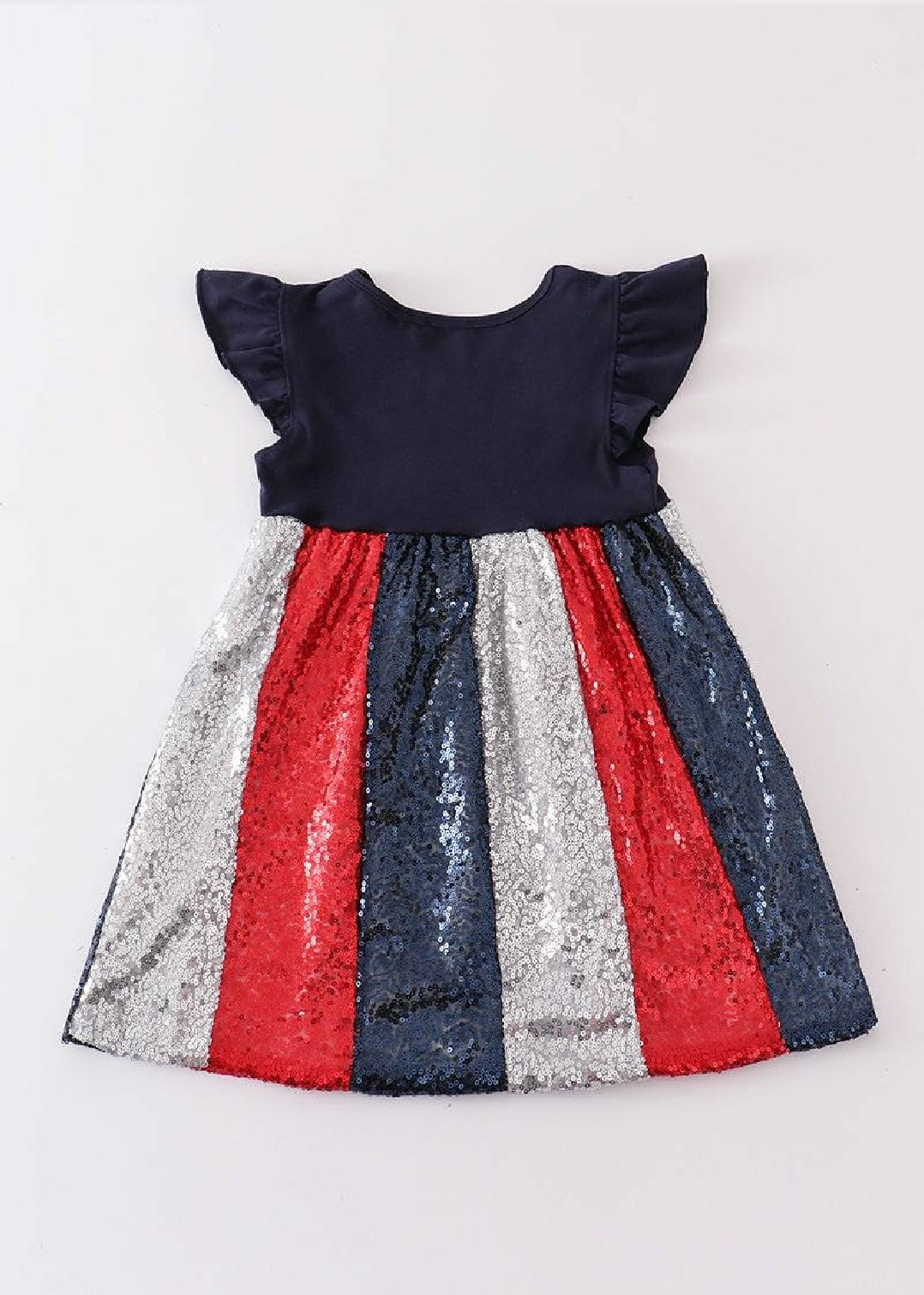 Girl's Boutique Navy Patriotic Star Sequin Summer Dress 4th Of July Matching Sibling