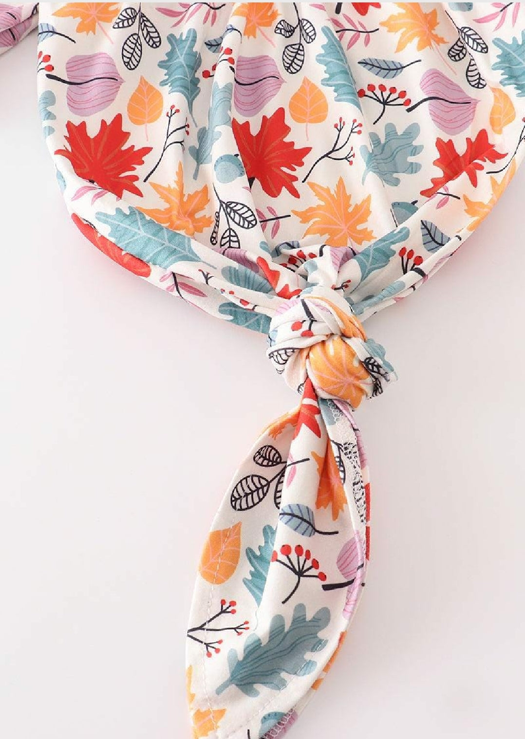 Girl's Boutique Red Fall Leaf Floral Print Bamboo Baby Knot One Piece Outfit