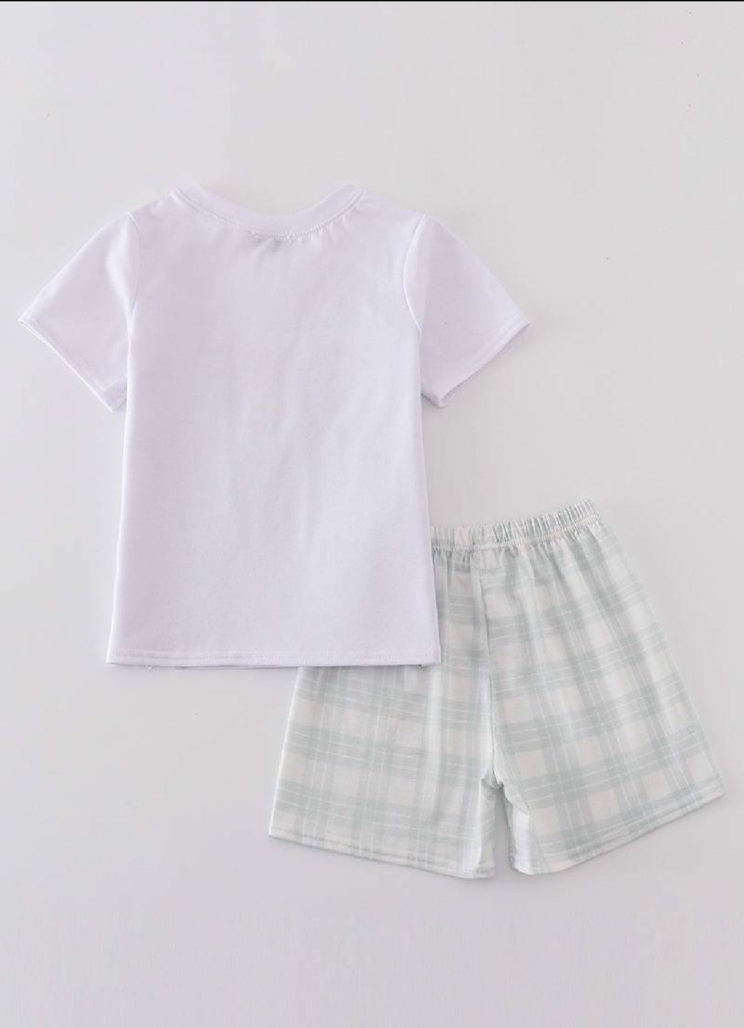 Boy's Boutique Easter White Bunny Bunnies Embroidered Embroidery Two Piece Short Set Outfit Matching Sibling