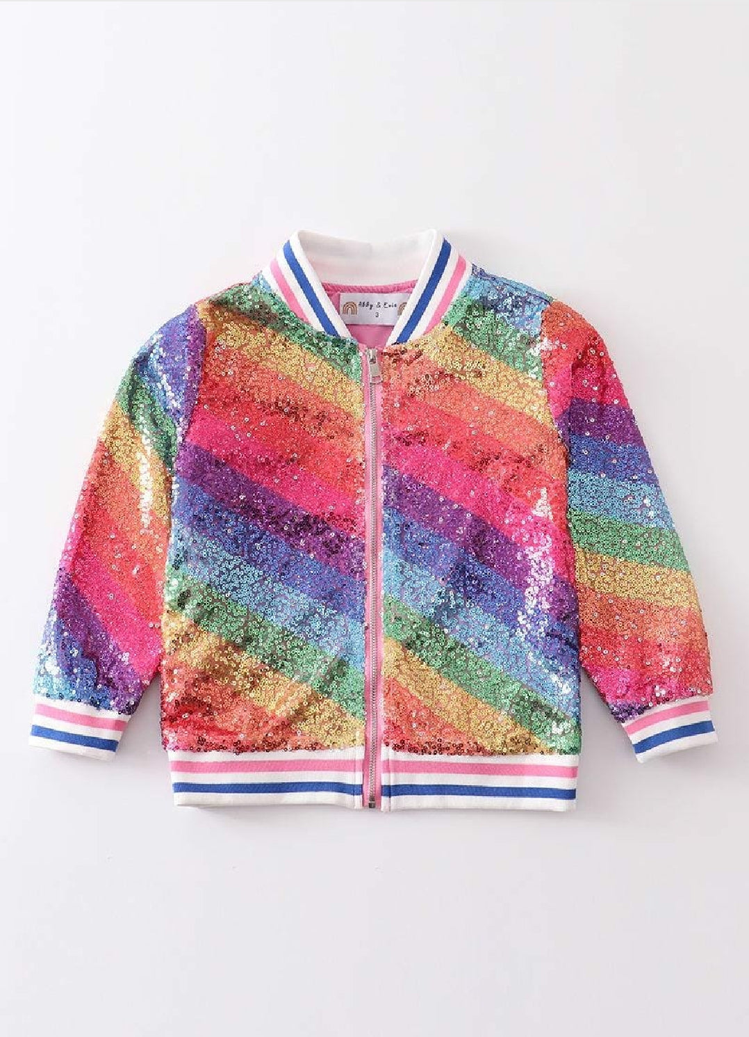 Girl's Boutique Sequin Rainbow Bomber Jacket