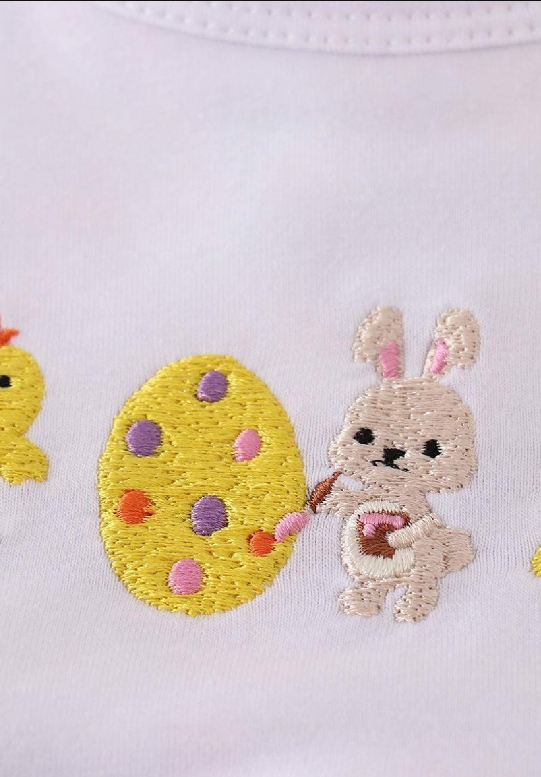 Girl's Boutique Easter Floral Bunny Egg Embroidered Embroidery Two Piece Short Set Outfit Matching Sibling