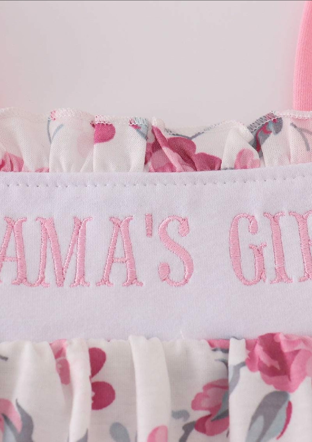 Girl's Boutique Pink Floral MAMA'S GIRL Embroidered Embroidery Dress Matching Sibling