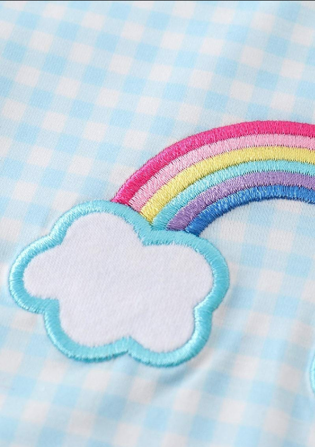 Boy's or Girl's Boutique Premium Blue Rainbow Embroidered Jon Jon Romper Matching Sibling