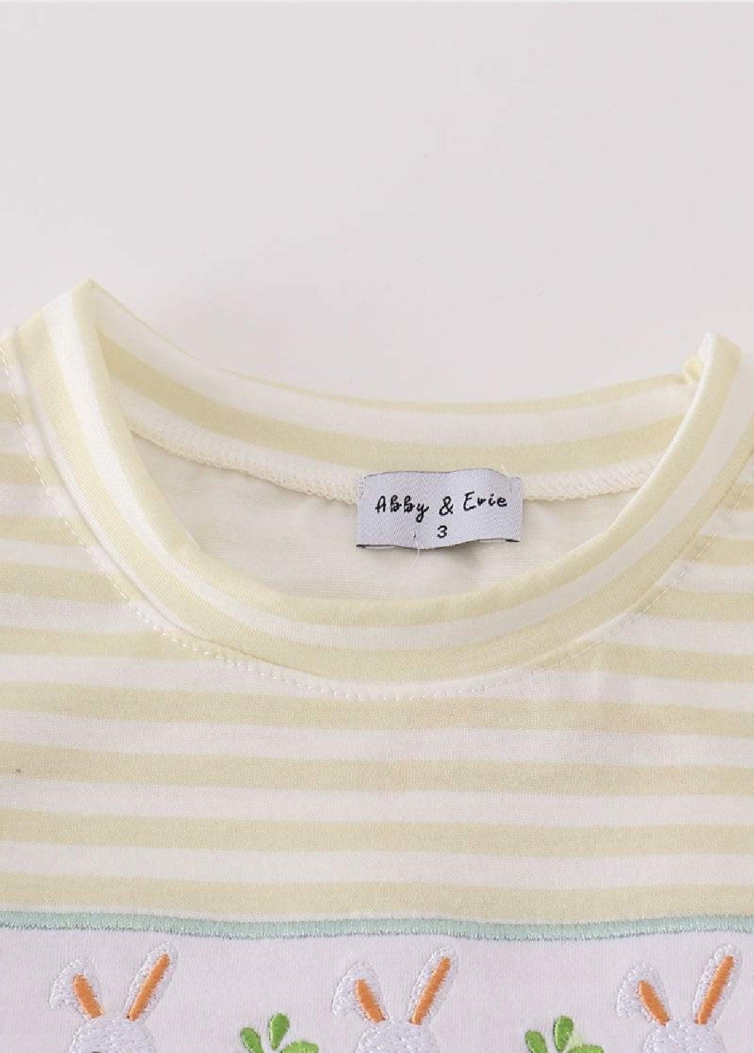 Boy's Boutique Yellow Bunny Embroidery Stripe Embroidered Two Piece Short Outfit Matching Sibling