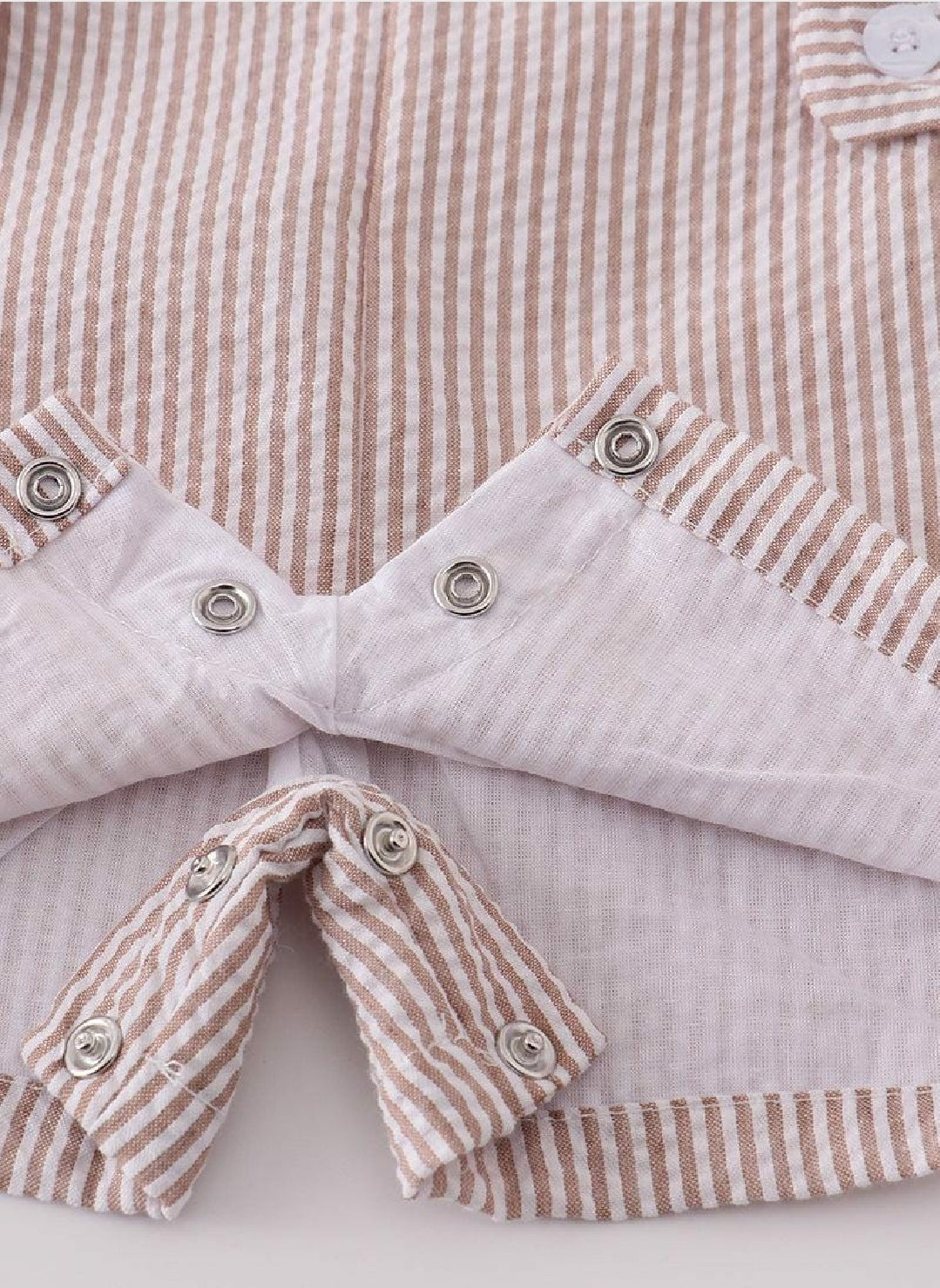 Boy's Boutique Premium White Stripe Easter Cross Brown Embroidered Bubble Romper Outfit Matching Sibling