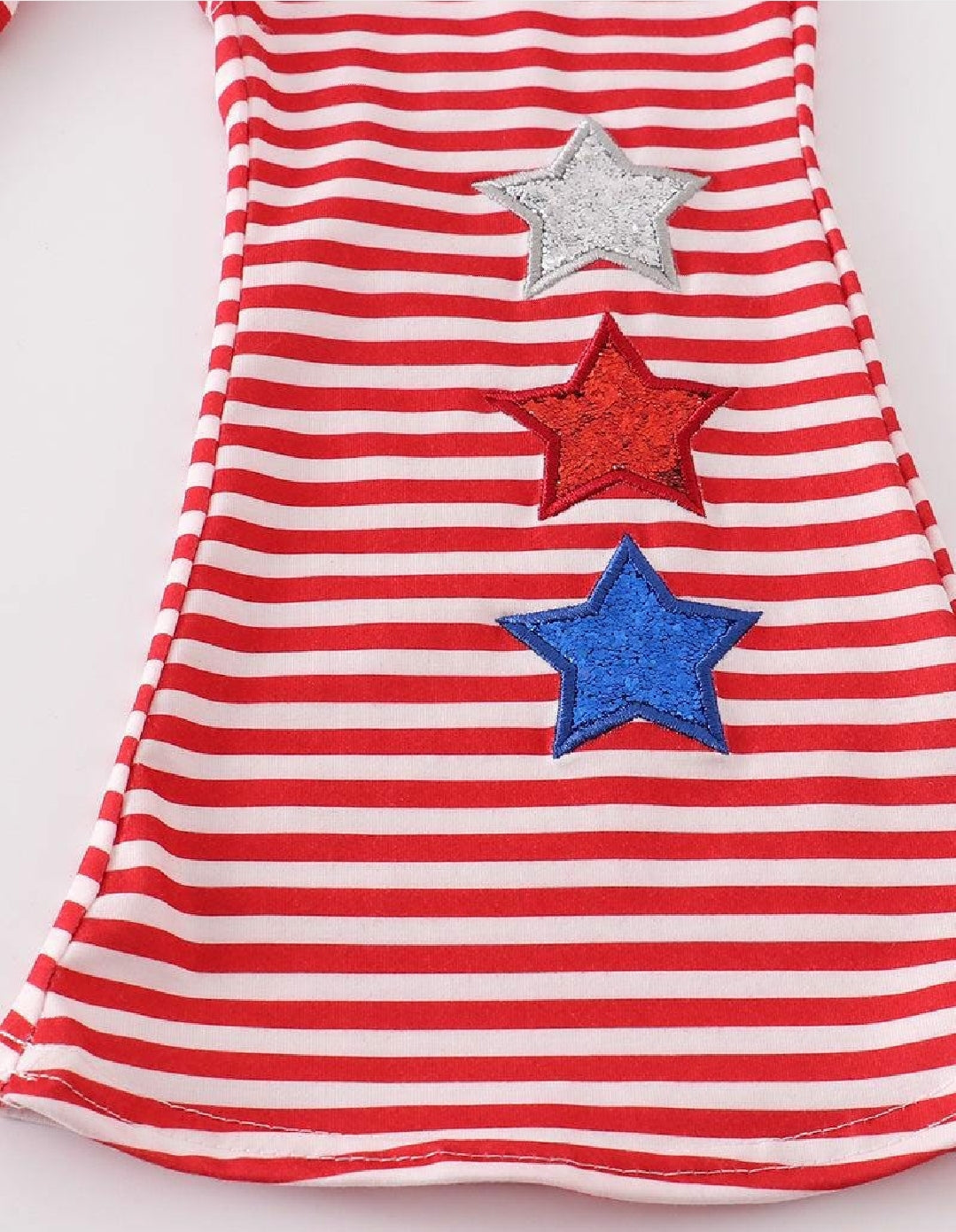 Girl's Boutique Patriotic Flag And Stars Sequin Bell Bottom Pants 4th Of July Matching Sibling