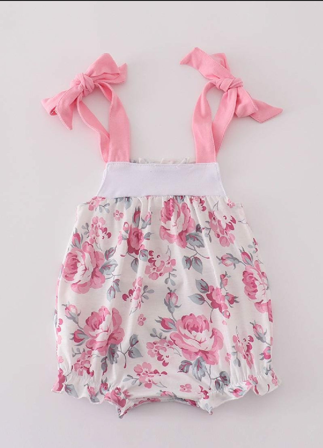 Girl's Boutique Pink Floral MAMA'S GIRL Embroidered Embroidery Bubble Romper Matching Sibling