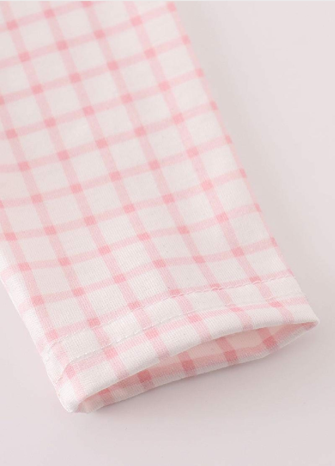 Girl's Boutique Pink Plaid Valentine Heart Applique Embroidery Embroidered Romper Matching Sibling