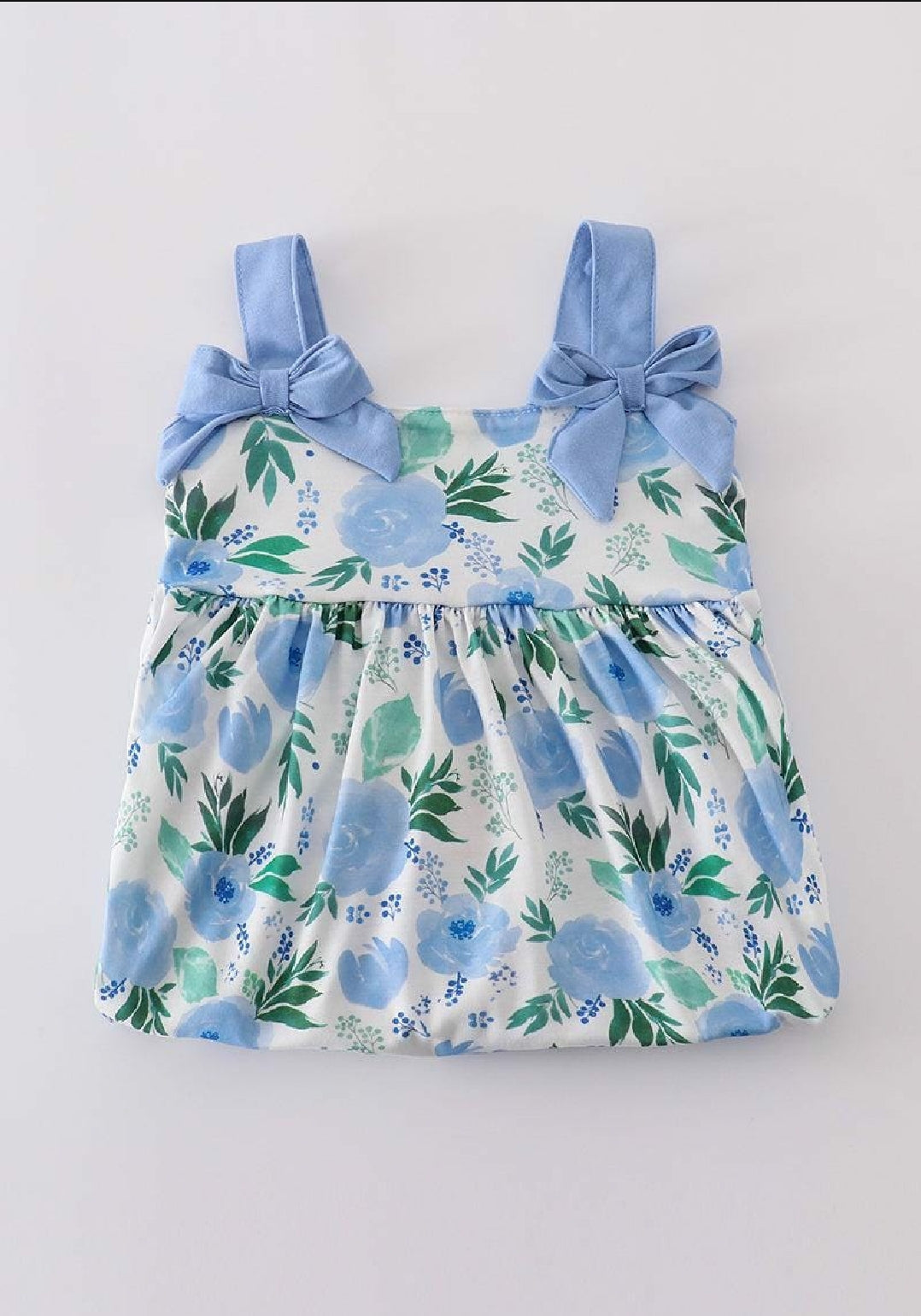 Girl's Boutique Cotton Tranquil Garden Floral Bow Dress Mommy And Me Sibling Matching