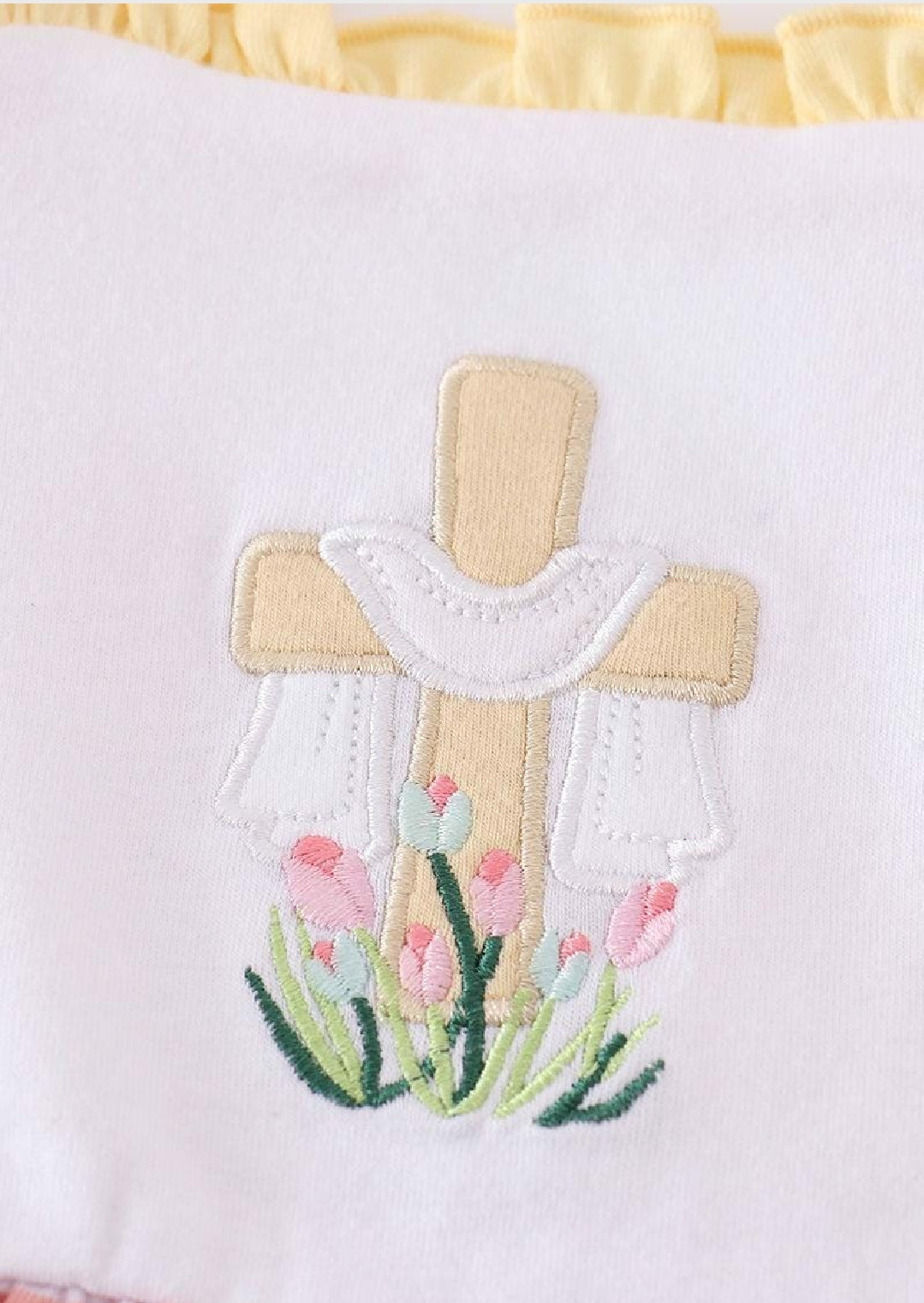 Girl's Boutique Premium Pink Easter Cross Girl Embroidered Embroidery Dress Matching Sibling