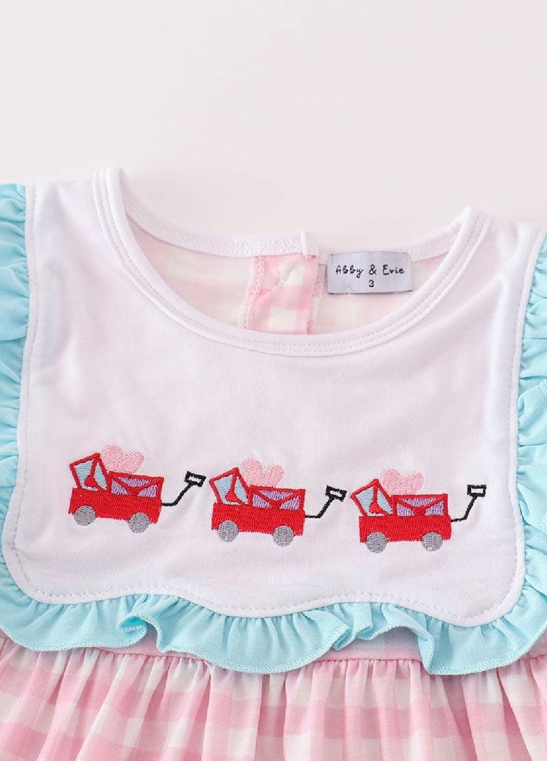 Girl's Boutique Valentine's Day Heart Envelope Stripe Embroidery Embroidered Dress Matching Sibling