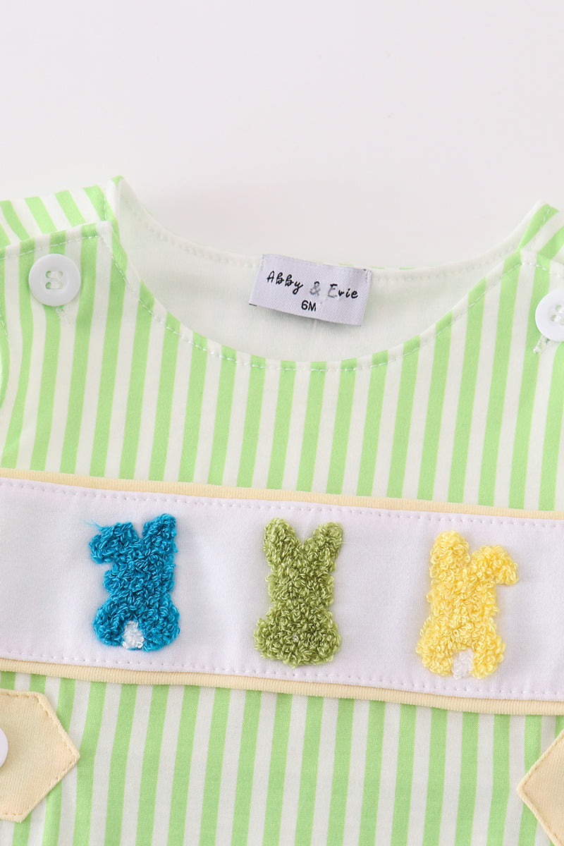 Boy's Boutique Easter French Knot Bunny Bunnies Applique Embroidered Embroidery Two Piece Short Outfit Matching Sibling