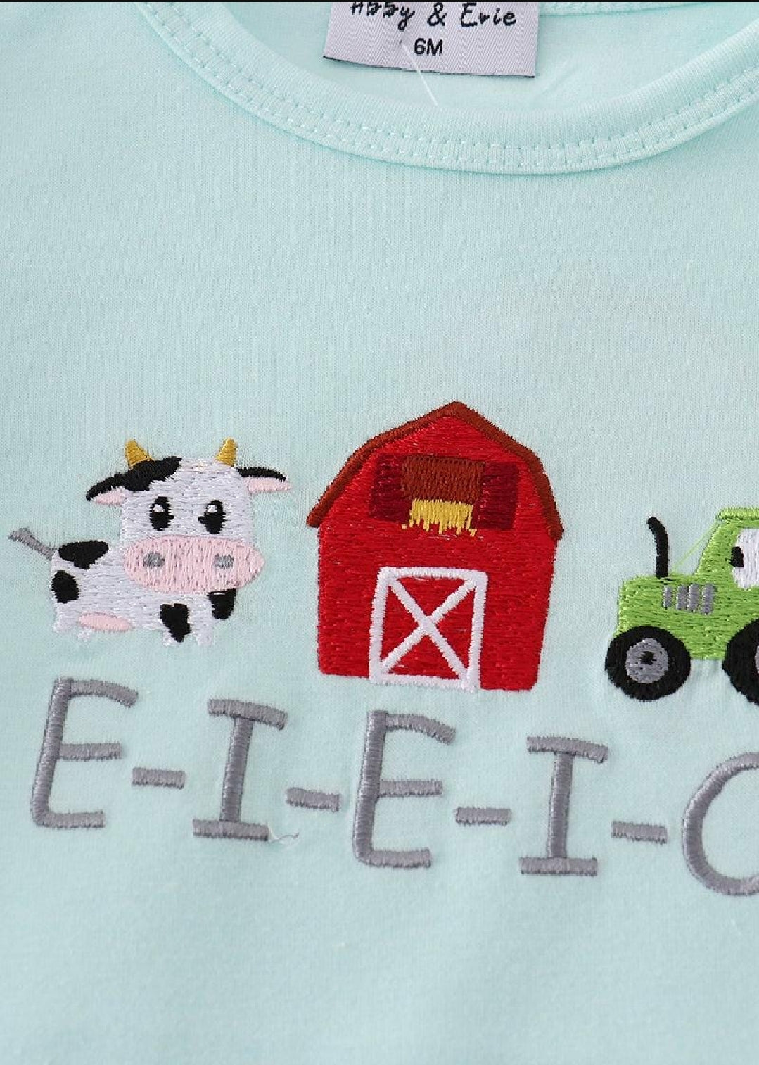 Boy's Boutique Red Farm E-I-E-I-O Applique Checkered Embroidered Embroidery Short Set Matching Sibling