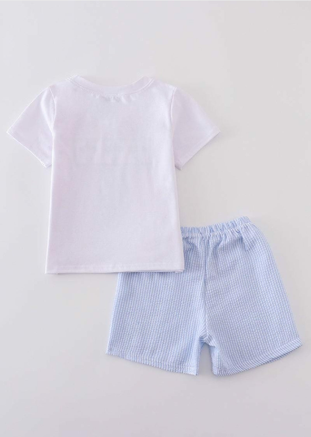 Boy's Boutique Blue Easter Cross Embroidered Embroidery Smocked Two Piece Outfit Set Matching Sibling