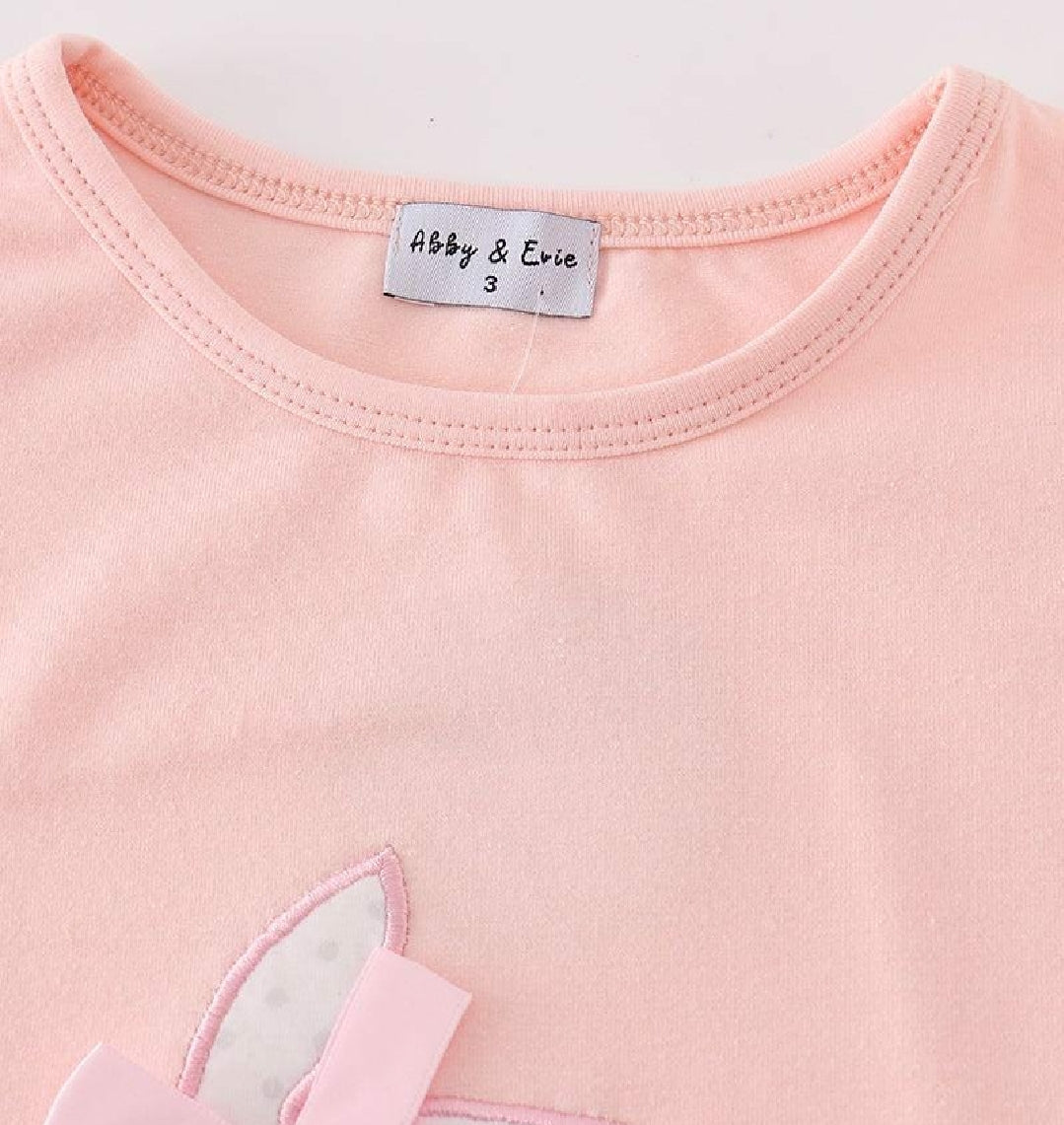 Girl's Boutique Easter Dot Bunny Dress Sibling Matching Embroidered Embroidery
