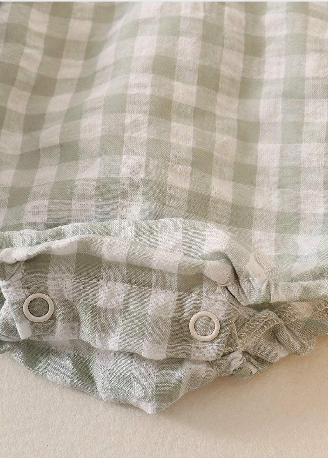 Girl's Boutique Green Plaid Linen Button Down Checkered Flannel Lace Bubble Romper Matching Sibling