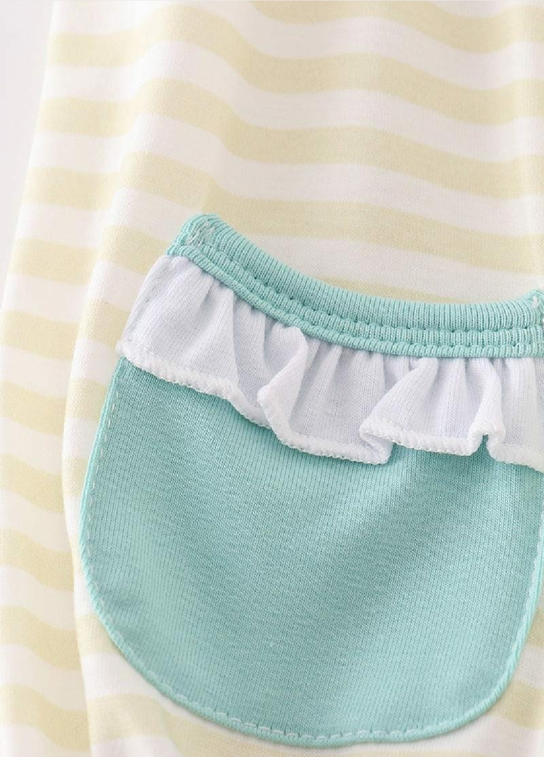 Girl's Boutique Yellow Bunny Embroidery Stripe Embroidered Romper Outfit Matching Sibling