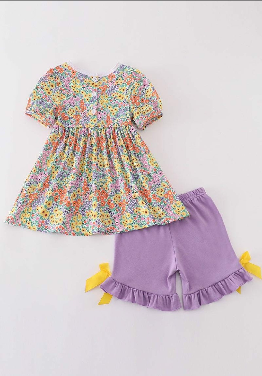 Girl's Boutique Easter Floral Bunny Egg Embroidered Embroidery Two Piece Short Set Outfit Matching Sibling