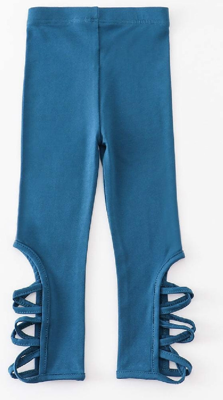 Girl's Boutique Blue Hollow Out Leggings