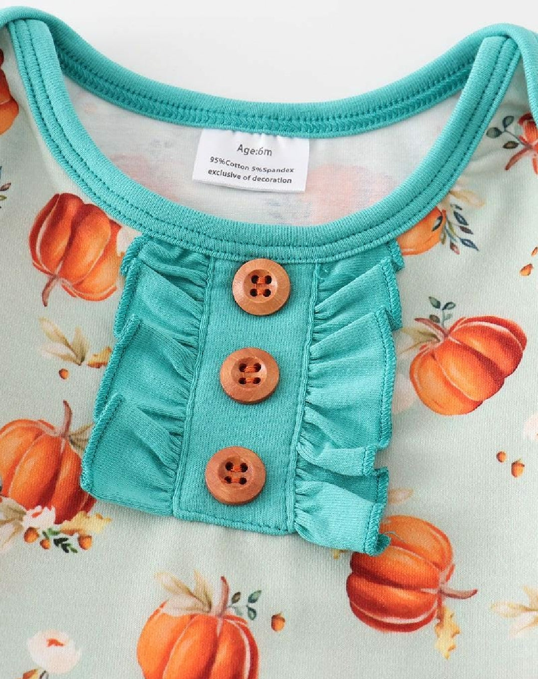 Girl's Boutique Green Pumpkin Fall Print Bamboo Baby Knot One Piece Outfit