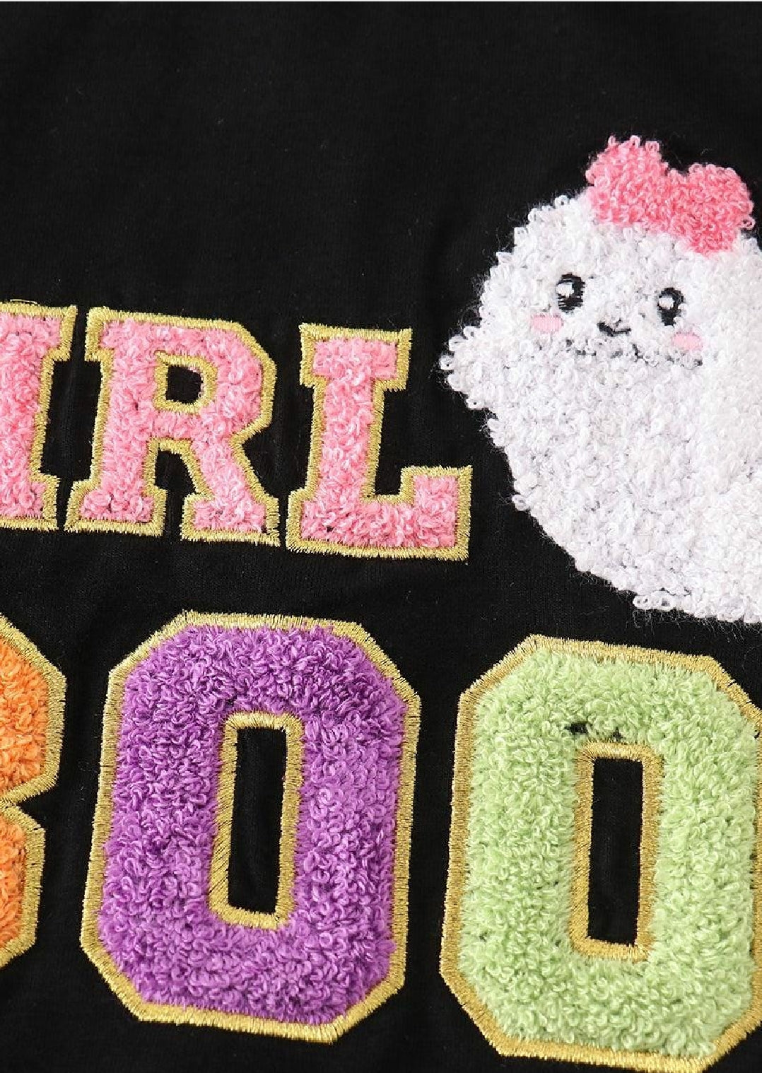 Girl's Boutique Halloween Boo Chenille Patch Embroidered Embroidery Sweater Sibling And Parent Matching Mommy And Me