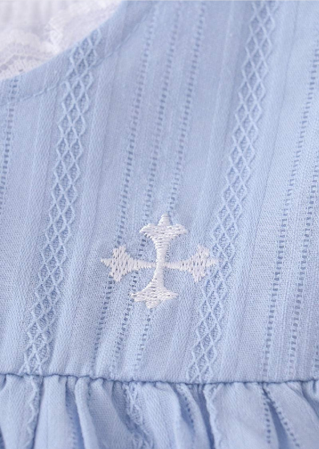 Girl's Boutique Premium Blue Easter Cross Girl Embroidered Embroidery Dress Matching Sibling