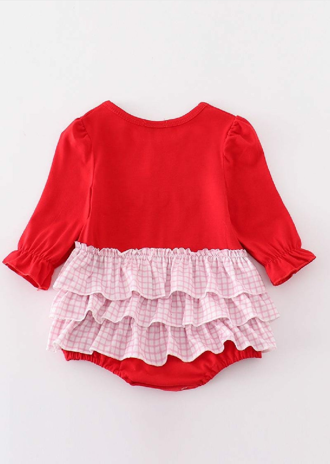 Girl's Boutique Premium Red Valentine Heart Applique Embroidery Embroidered Romper Matching Sibling