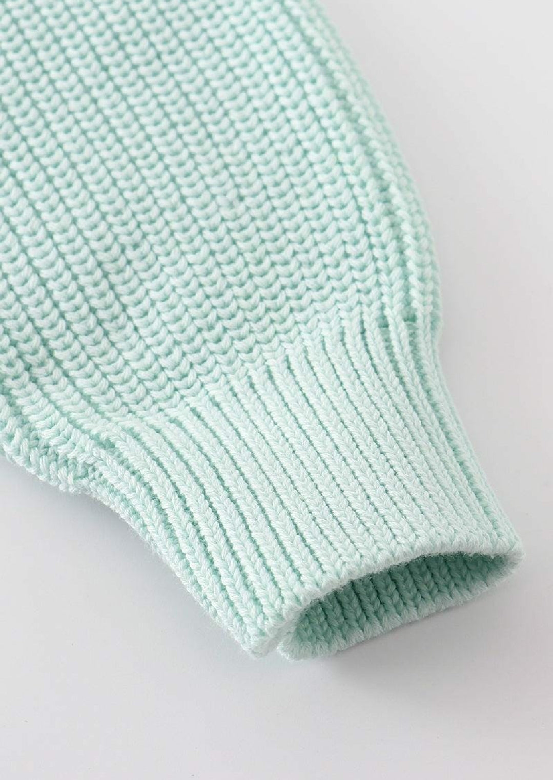 Girl's Boutique Bluish Green Easter Hand-Embroided Handmade Hand-Embroidery Bunny Poof Pullover Sweater Matching Sibling