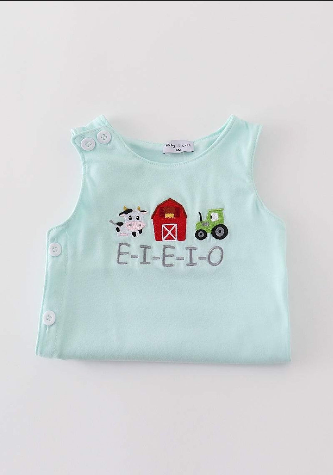 Boy's Boutique Red Farm E-I-E-I-O Applique Checkered Embroidered Embroidery Bloomer Outfit Matching Sibling