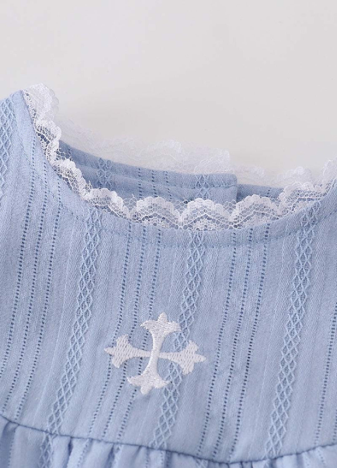 Girl's Boutique Premium Blue Easter Cross Girl Embroidered Embroidery Dress Matching Sibling