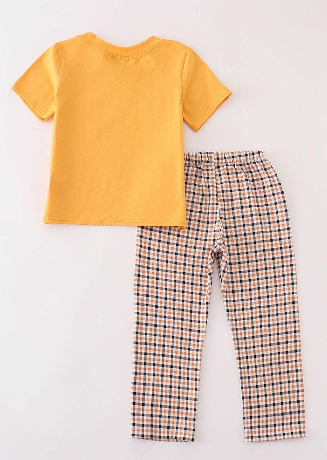 Boy's Boutique Cotton Plaid Halloween Ghost Embroidered Embroidery Two Piece Pant Set Sibling Matching