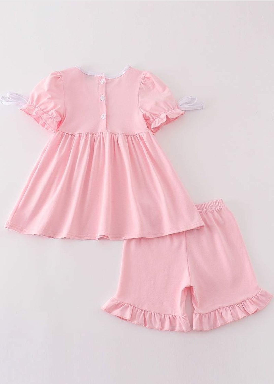 Girl's Boutique Pink Easter Cross Lace Girl Embroidered Embroidery Two Piece Set Outfit Matching Sibling