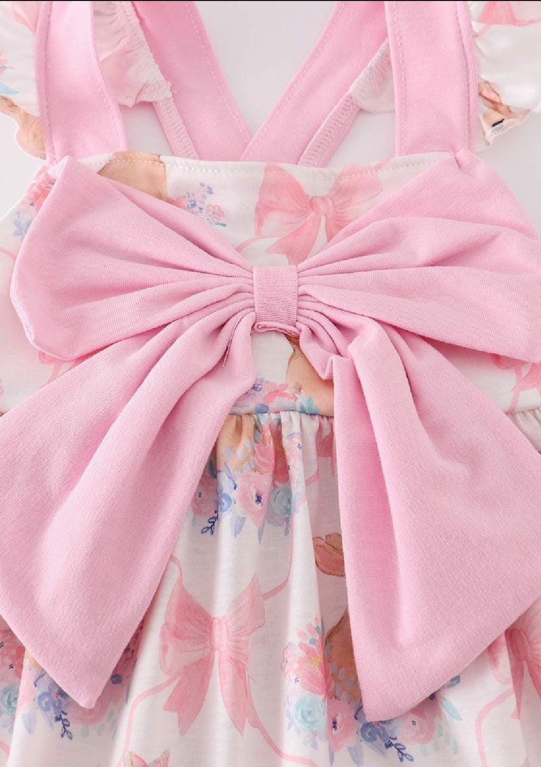 Girl's Boutique Easter Pink Bunny Bow Embroidered Embroidery Dress Matching Sibling
