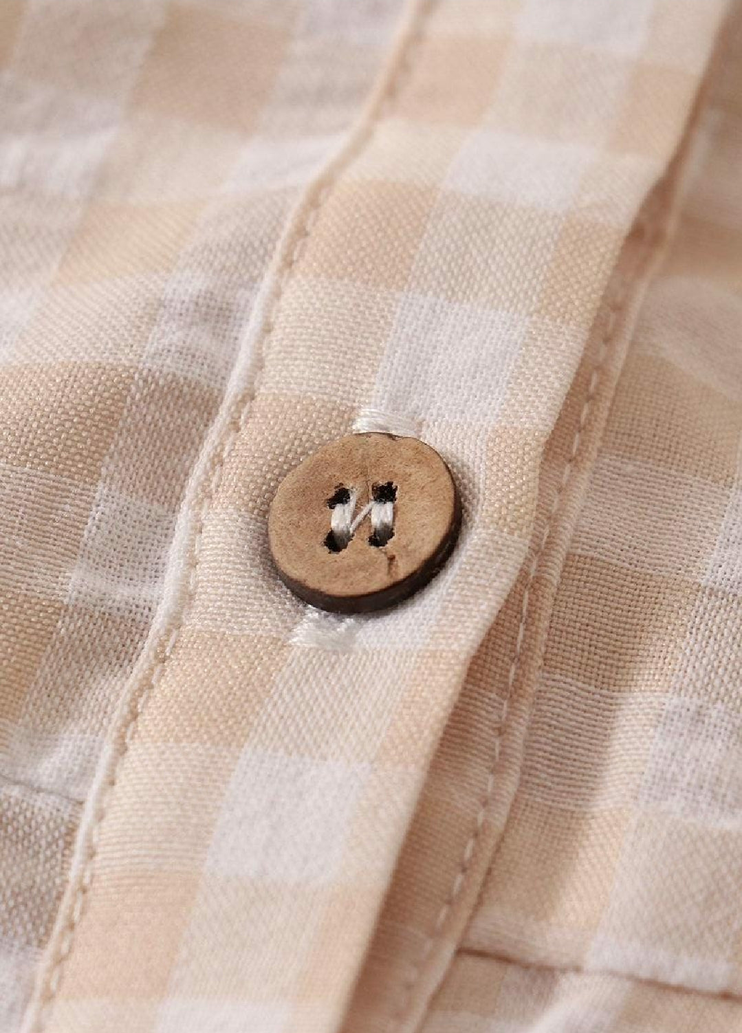 Girl's Boutique Cream Plaid Linen Button Down Checkered Lace Picnic Dress Matching Sibling